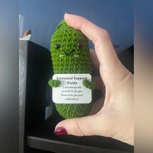 Green Crochet Emotional Support Pickle